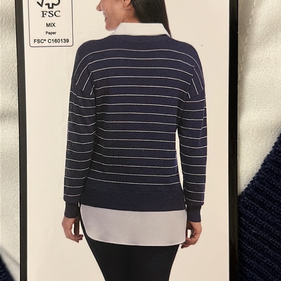 New Hilary Radley Ladies' Blouse, blue and off white stripe, M - Picture 3 of 4